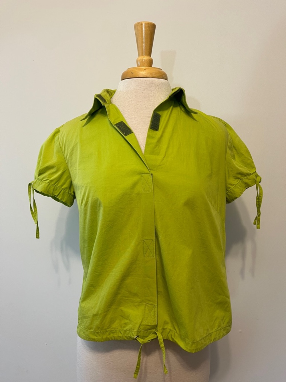 Moschino Jeans puff sleeve Velcro Front Camp blouse Retail $1,100! Top USA 12 *